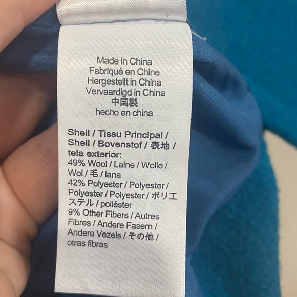 J. Crew Wool Blend City Coat size 12 Azure Blue Zip Closure Pea Coat - Picture 11 of 11